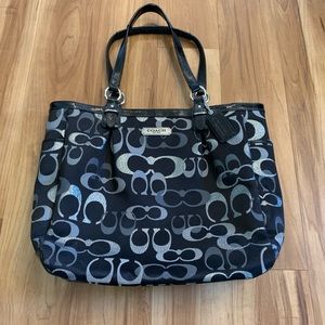 Coach Black, Grey, and Silver Tote